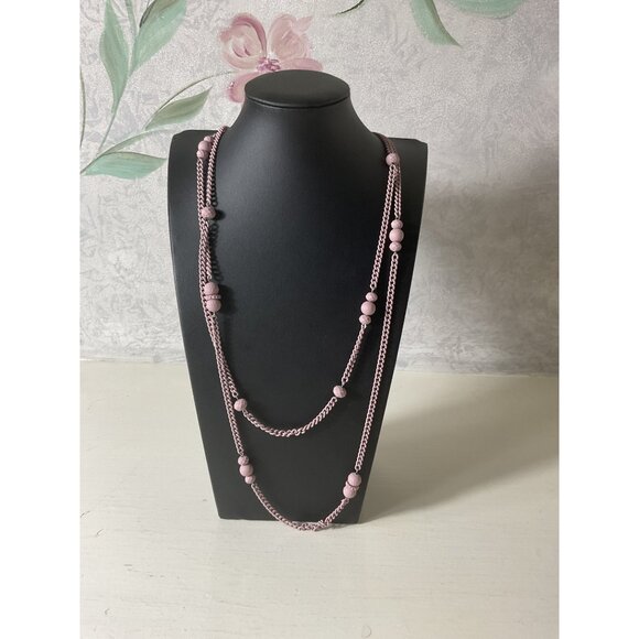 Long Purple Beaded Chain Necklace With Lobster Clasp Tassel - Picture 2 of 3